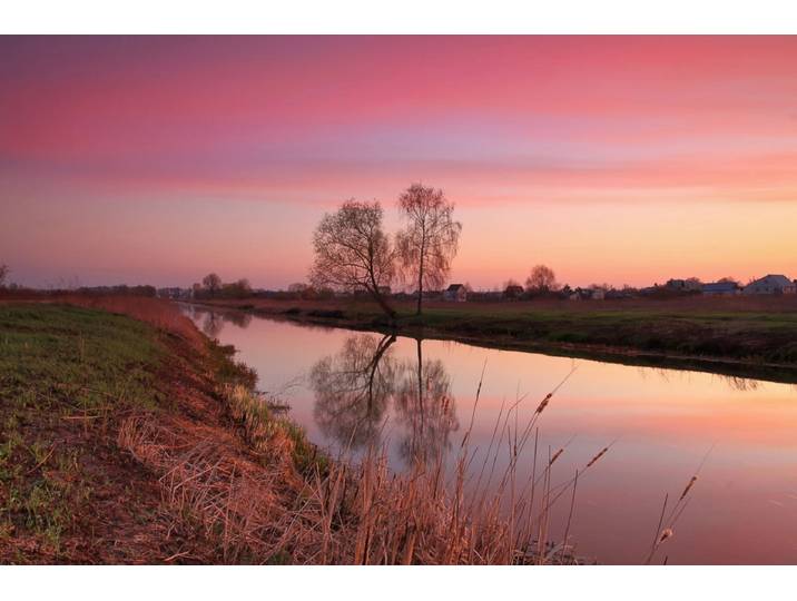Fototapete PAPERMOON Fluss durch Feld , bunt, B:2,5m L:1,86m, Vlies, Tapeten, Fototapete