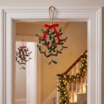 Regency International "17"" Beaded Velvet Mistletoe Branch Set of 2"