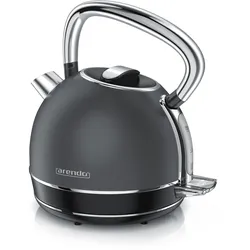 Arendo Wasserkocher mit Temperatureinstellung, 1,7 l, 2200 W, Edelstahl Retro Style Vintage, Überhitzung & Trockenkochschutz, grau