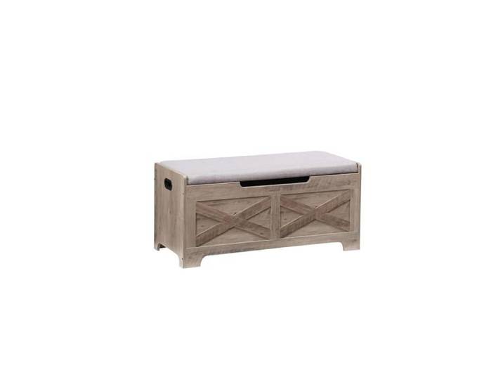 Banc de rangement avec coussin - LUNSY - design contemporain - Coffre en bois avec poignées - 100x40x46cm
