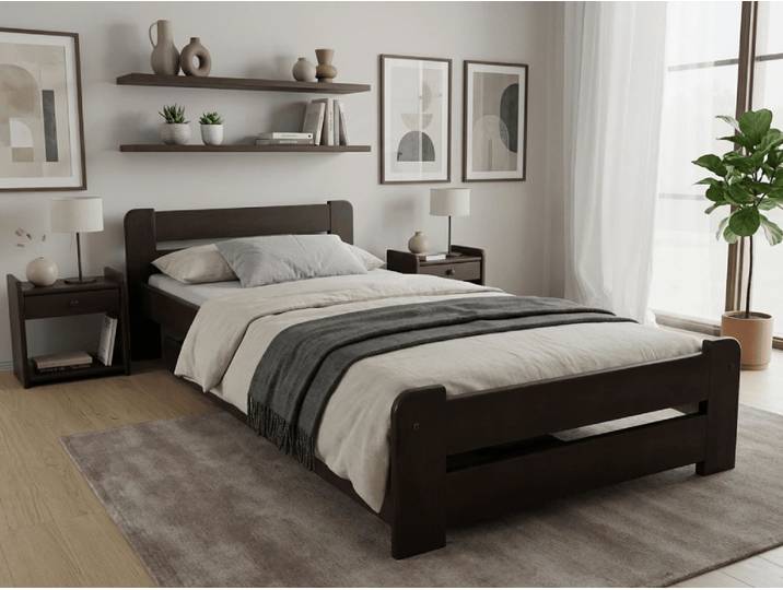 Bett Laura 90 x 200 cm, Nussbaum Matratze: Ohne Matratze, Lattenrost: Ohne Lattenrost
