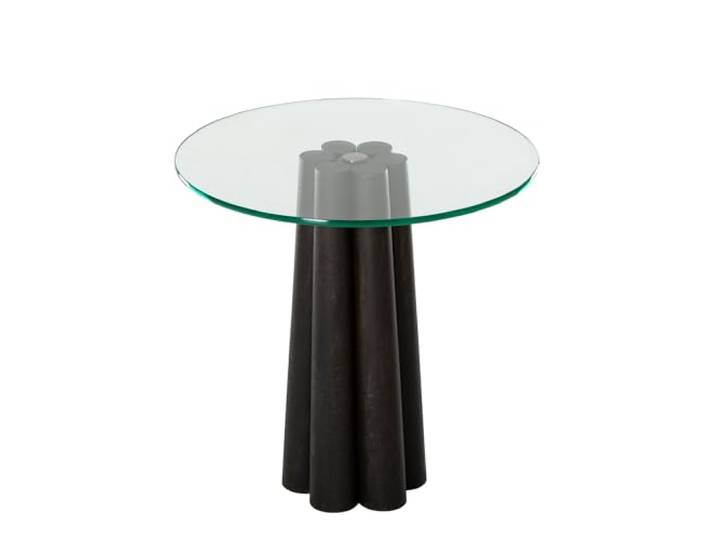 Hanah Home Moderner Couchtisch, 50 cm x 50 cm x 50 cm, Gestell aus 100% Sicherheitsglas und Buchenholz, transparent und schwarz Stilvolles und funktionales Design für jeden Raum