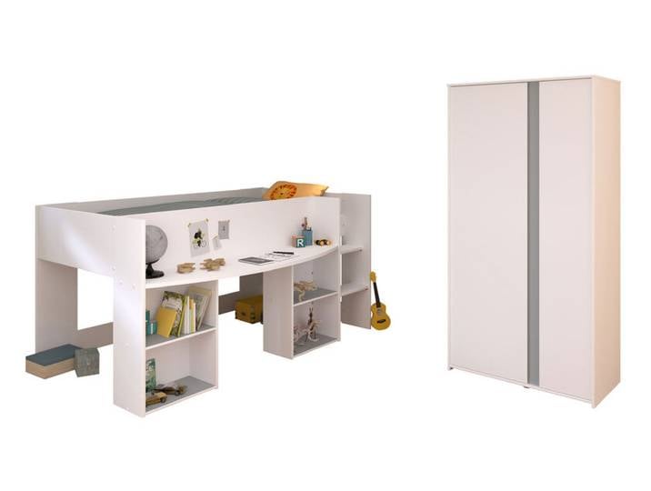Kinderzimmer PIROUETTE 14 weiß / grau / rosa