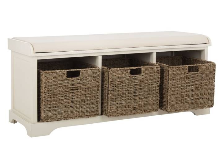 Banc en pin/mdf, blanc