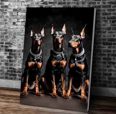 Inspire Curations Black Doberman & Woman Canvas Wall Art Modern Doberman Dog Painting Poster black8 15x20cmframeless
