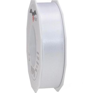 Präsent Geschenkband Satin, weiß, Satinband, doppelseitig, 25mm x 25m, glänzend
