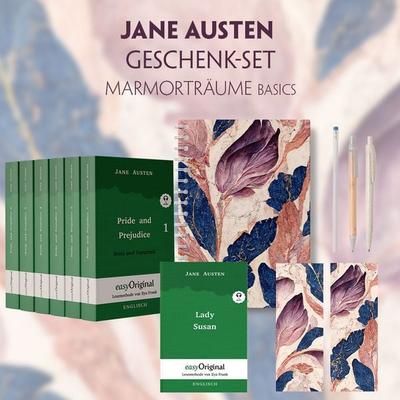 Jane Austen Geschenkset - 7 Bücher (Hardcover + Audio-Online) + Marmorträume Schreibset Basics, Set von Jane Austen, EasyOriginal Verlag,