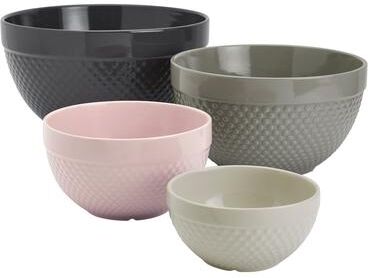 TABLETOPS GALLERY Hobnail 4-piece Varied Greys Stoneware Mixing Bowl Set