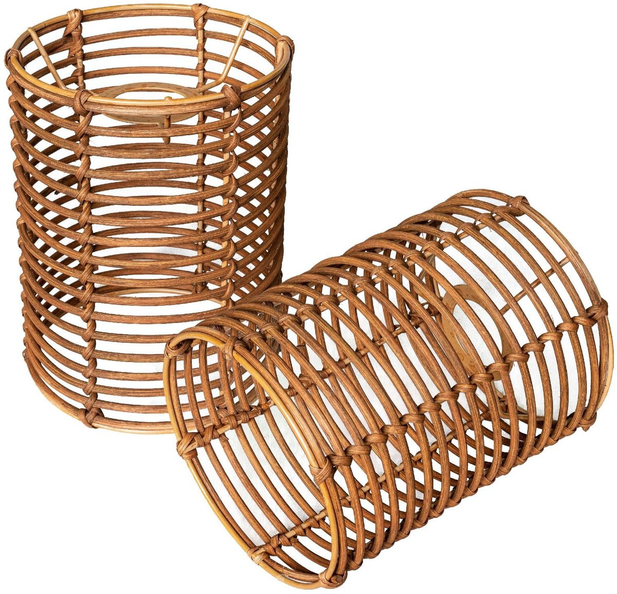 Set van 2 cilindrische lampschermen in boho stijl - Koffiebruin