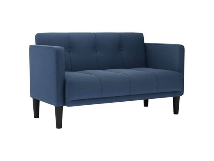 TEKGHUT Zweisitzer-Sofa Blau 111 cm Stoff Polyestergewebe, Schaumstoff und Feder, Sperrholzrahmen, stützende Beine, Sperrholz-Armlehnen, moderne und traditionelle