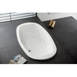 Hoesch Acryl-Badewanne Largo Oval 2000x1000 weiß – Doppelsitzer mit ergonomischen Rückenschrägen und Mittelablauf für maximalen Komfort