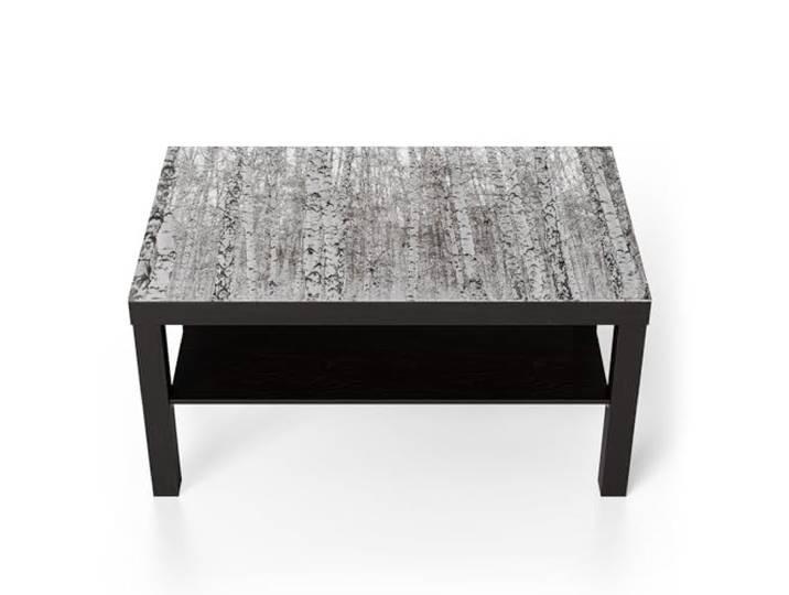 DEQORI Glastisch schwarz groß 90x50 cm Motiv Birkengeheimnis ausgefallener Beistelltisch aus Glas Hochglanz Couchtisch fürs Wohnzimmer moderner Couch Tisch mit Design