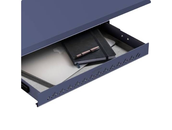 Desktronic Rangement de bureau Caisson de rangement sous bureau Bureau pour fournitures scolaires à domicile\, Tiroir en métal\, Caisson à tiroir caché. Bleu foncé