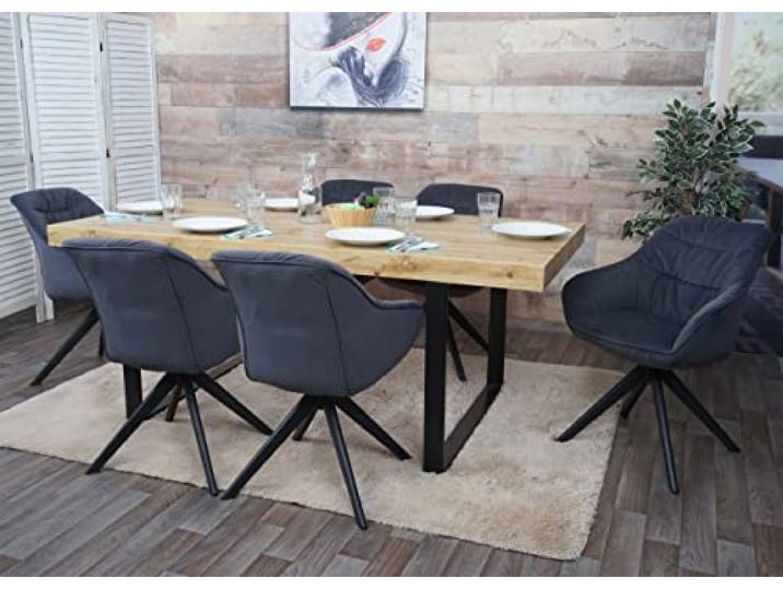 Mendler 6er-Set Esszimmerstuhl HWC-K28 Metall - Stoff/Textil grau