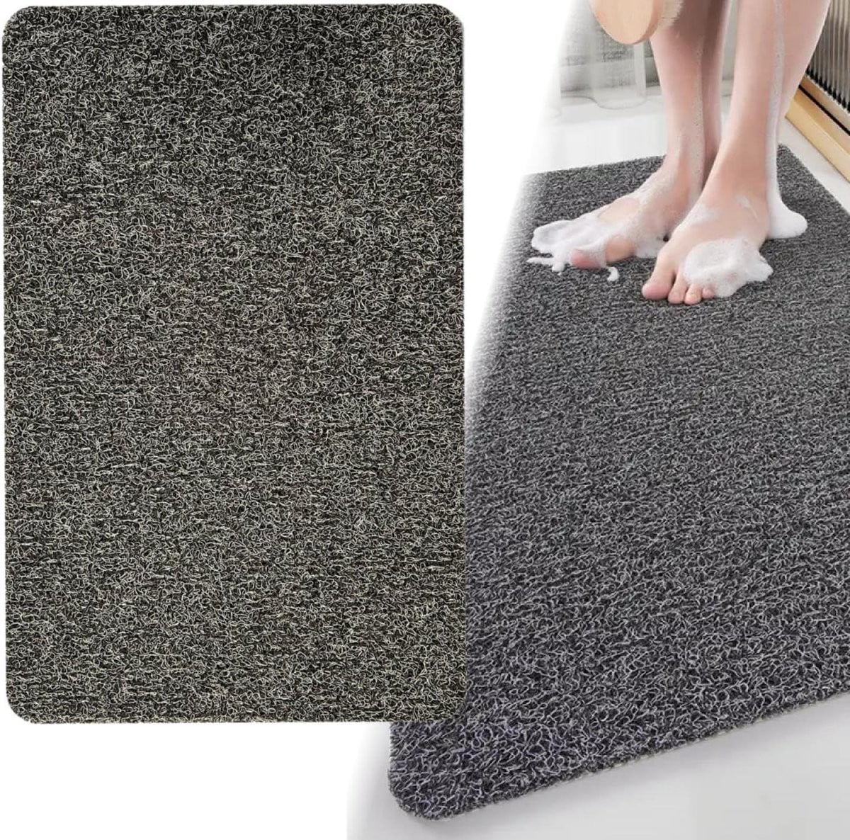 Donkergrijze antislip douchemat met structuur, 40 x 60 cm