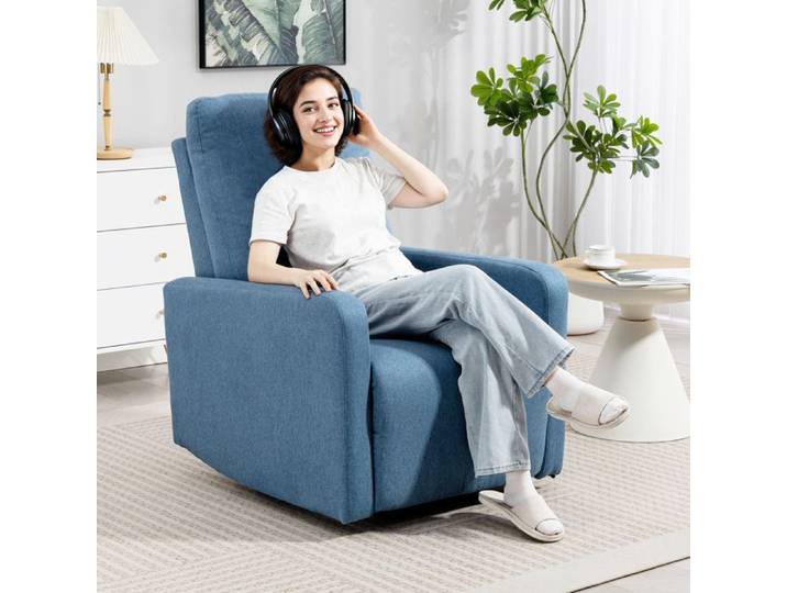 Fauteuil relax inclinable manuel 135° pivotant 360° avec fonction rocking-chair bleu