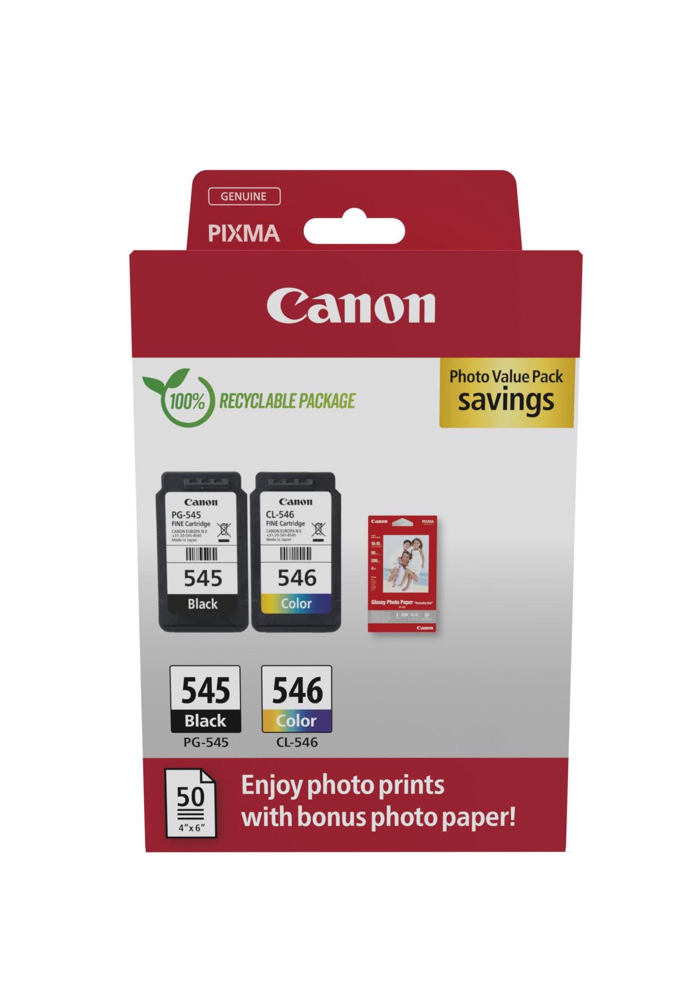 Canon PG-545 / CL-546 Druckerpatronen Multipack + Fotopapier Vorteilspaket (8287B008)