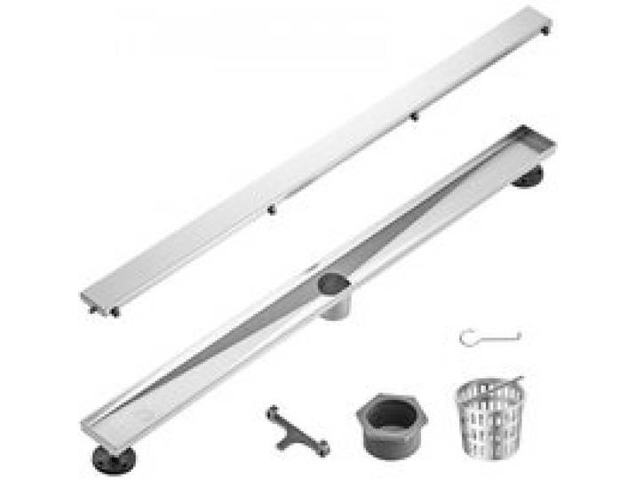 VEVOR Siphon Sol 914x70 mm Caniveau Douche Italienne Linéaire avec Couvercle Insertion dans Carrelage Acier Inox 304 Brossé Filtre Cheveux Drain de Sol Rectangulaire avec Pieds de Nivellement, Argent