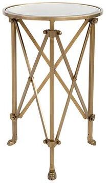 "Olivia Mirrored Side Table - 17"" Diameter, Vintage brass - Ballard Designs"
