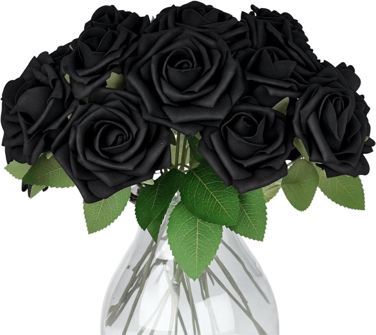 Set van 30 stuks Nep Rozen Kunstbloemen Decoratie in 3 Maten - Zwart