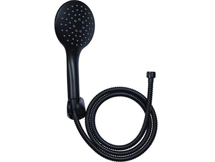 Cornat Brause-Set Noir - Black Edition - Handbrause 125 mm - 3 Strahlarten: Normal- & Sprühstrahl - Anti-Kalk & Wasserspareinsatz - 150 cm Brauseschlauch / Set für Dusche & Badewanne / TECBE3301
