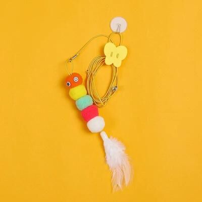 Inspired Finds Elastic Hanging Feather Cat Toy With Door Mount For Independent Interactive Play feather