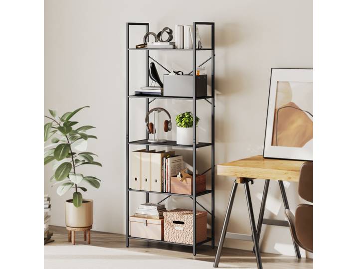 HOMCOM Étagère 5 Niveaux Métal Noir 60x30x170,5 cm