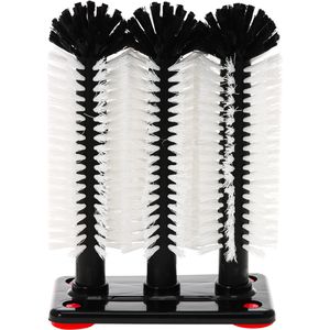 Böttcher-AG Gläserspülbürste Premium, schwarz-weiß, Kunststoffborsten, mit 4 Saugnäpfen & 3 Bürsten 24 cm