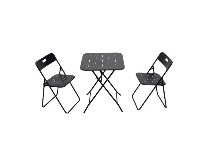 ComfortXL Bistroset Metall Schwarz 3-tlg., Gartenmöbel, Gartengarnituren, Gartenmöbel-Sets