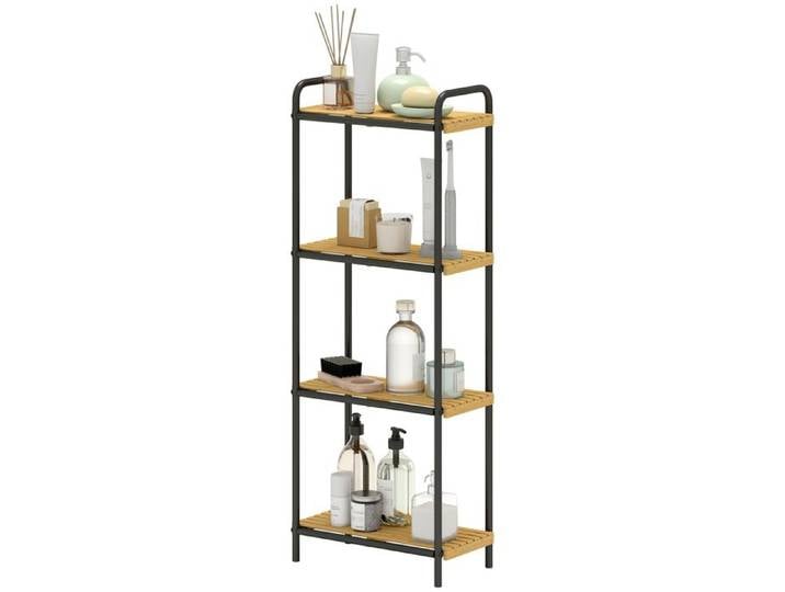 LIA Étagère salle bain 4 niveaux étroite autoportante bambou 1 5x21 5x106 cm naturel