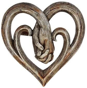 Inspired Deals Wooden Heart Wall Decor Holding Hands Couple Romantic Wall Art Gift 20 X 20cm (7.87 7.87 In)