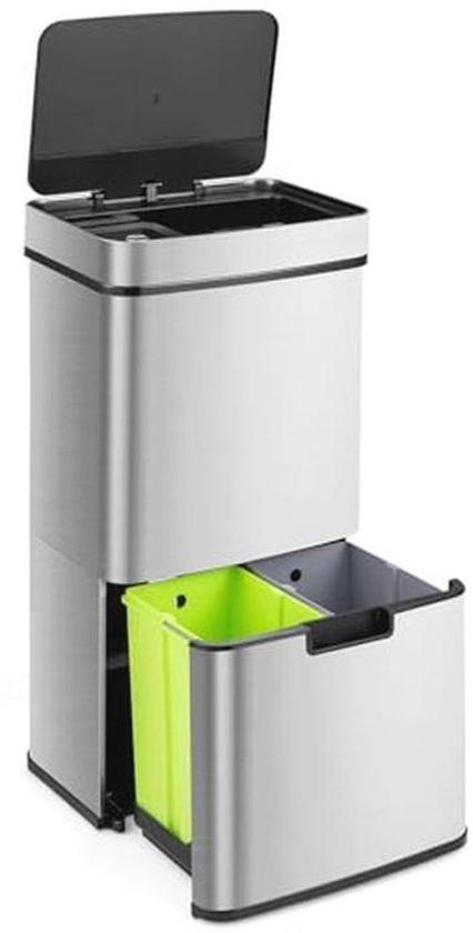 Abfalleimer mit Bewegungssensor und Soft-Close-Deckel - 72L Edelstahl für die Küche