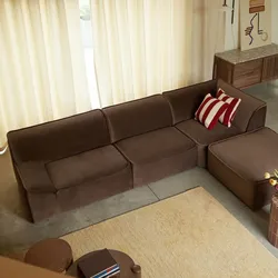 Quinto - Modulares Ecksofa aus braunem Stoff, 4-5 Sitzer