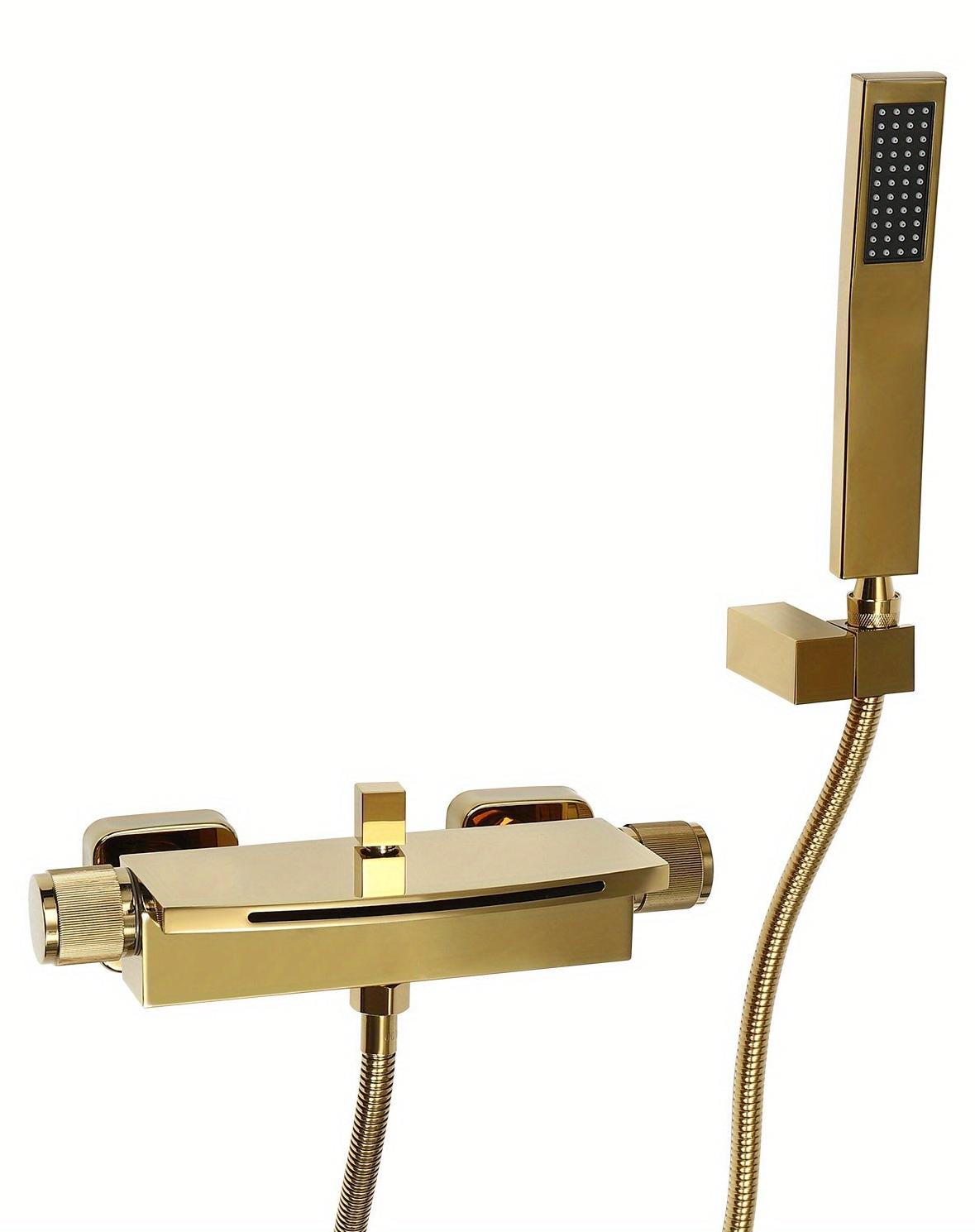 Badearmatur - Wandarmatur - Mischarmatur - Duscharmatur - Badewannenarmatur - Goldene Wasserfallauslaufdüse - Keramische Ventile