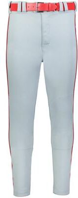 Russell Athletic R62LGM BASELINE TAPERED LEG PIPED BASEBALL PANT in Baseball Gray/True Red size Small   Polyester
