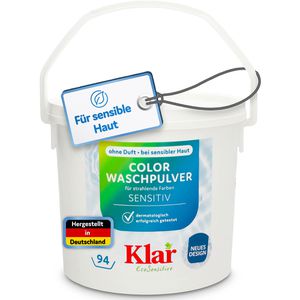 Klar Waschmittel EcoSensitive Colorwaschmittel, vegan, Pulver, ökologisch, sensitiv, 4,75 kg, Waschladungen 94