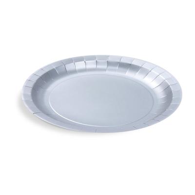 VEPATIM 50 Pappteller Silber Ø23 cm - FSC Einwegteller für Party Geburtstag Hochzeit