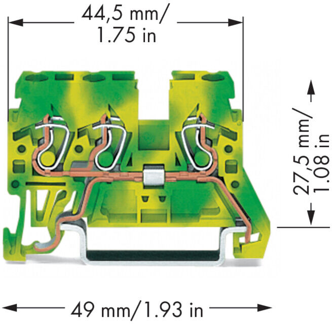 WAGO Connecteur de conducteur de protection 870-687 0,08-2,5 mm² vert-jaune (870-687)