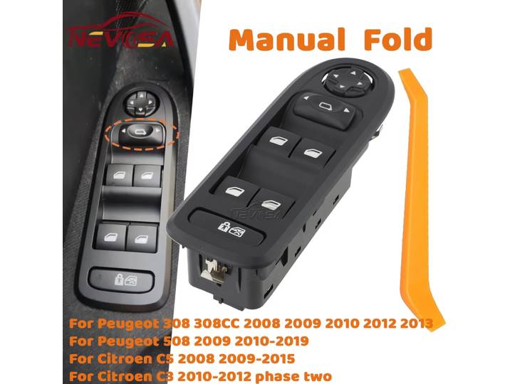 Pour Peugeot 308 308CC 508 2008 2009 2010 2012 2013 Citroën C3 C5 2008 2009 Interrupteur de commande de lève-vitre électrique automatique côté gauche