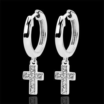 Edenly Ohrringe Vielfalt - Diamantenkreuz - 9 Karat WeiÃŸgold und Diamanten