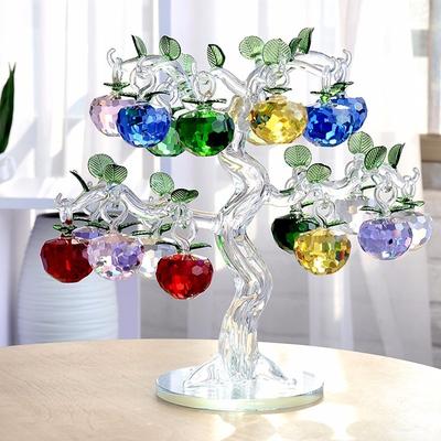 DynamicDeals Elegant Crystal Apple Tree Ornament, Feng Shui Glass Apples For Home Decor, Christmas Gift & Collectible Crafts transparent 18 Hangs Tree