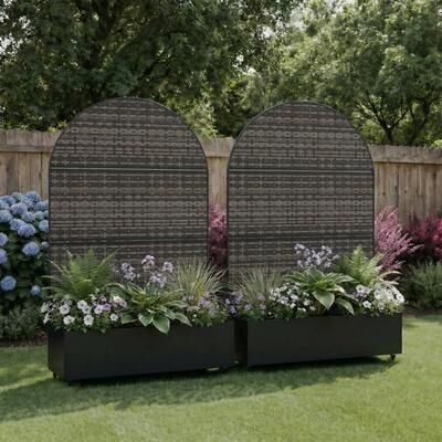 Lumibee 2 Set Outdoor Patio Arch Privacy Fence Screen Planter Box with Metal Frame