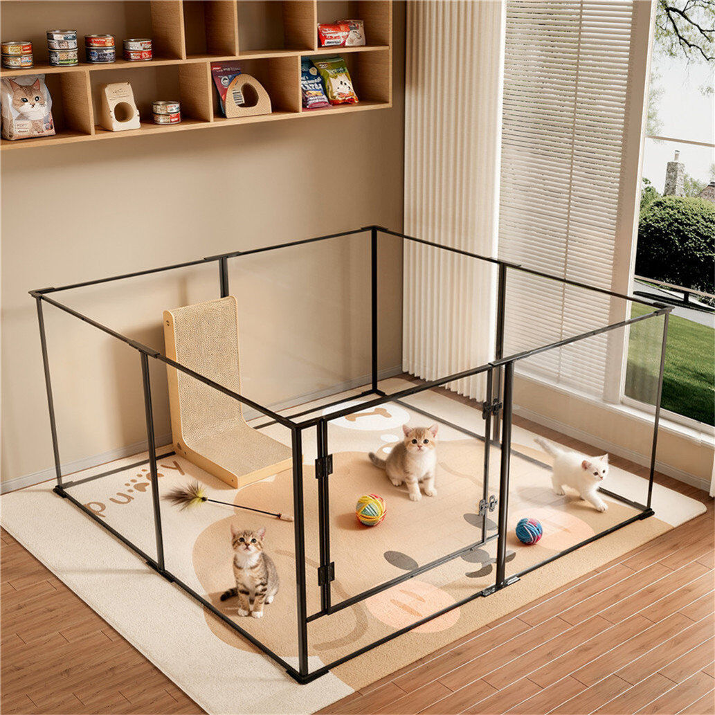 UNHO 8 Panel Pet Exercise Pen With Door Clear 61cm H x 122cm W x 122cm D