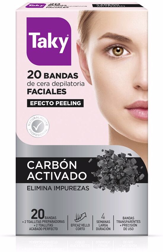 Taky Carbone Attivo Fasce di cera depilatoria viso al 20 u