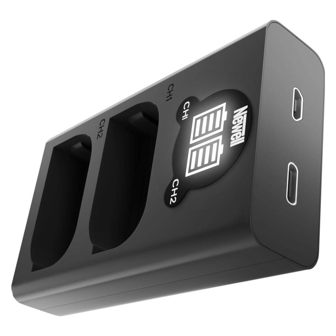 Newell battery DL-USB-C DMW-BLK22 Dual Channel Charger for Panasonic LUMIX S5, GH5, G9, GH5S (Kamera Akku Ladegerät) (N-CHG-DL-USB-C-DMW-BLK22)