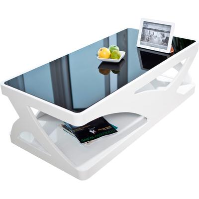 Couchtisch SALESFEVER "Lacona Coffeetable mit stilvollem Aussehen", schwarz-weiß (weiß, schwarz, weiß, schwarz), B:120cm H:38cm T:60cm, Tische, Couchtisch, Schwarzglasplatte: Eleganz in Rechteck oder Quadrat