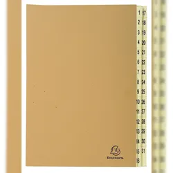 Exacompta 22219E Ordnungsmappe mit 31 Fächern von 1-31 Kraft, für DIN A4 - Braun