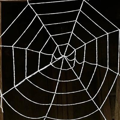 Uplifted Finds Giant Halloween Black Plush Spider & Web Set Outdoor Yard Prop diameter 1.5m White
