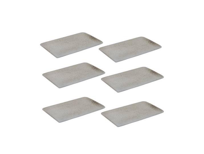 Aida Servierplatten-Set Raw, Beige, Keramik, 6-teilig, rechteckig, 16x12x24 cm, handgemacht, lebensmittelecht, Tischkultur & Servieren, Servierplatten