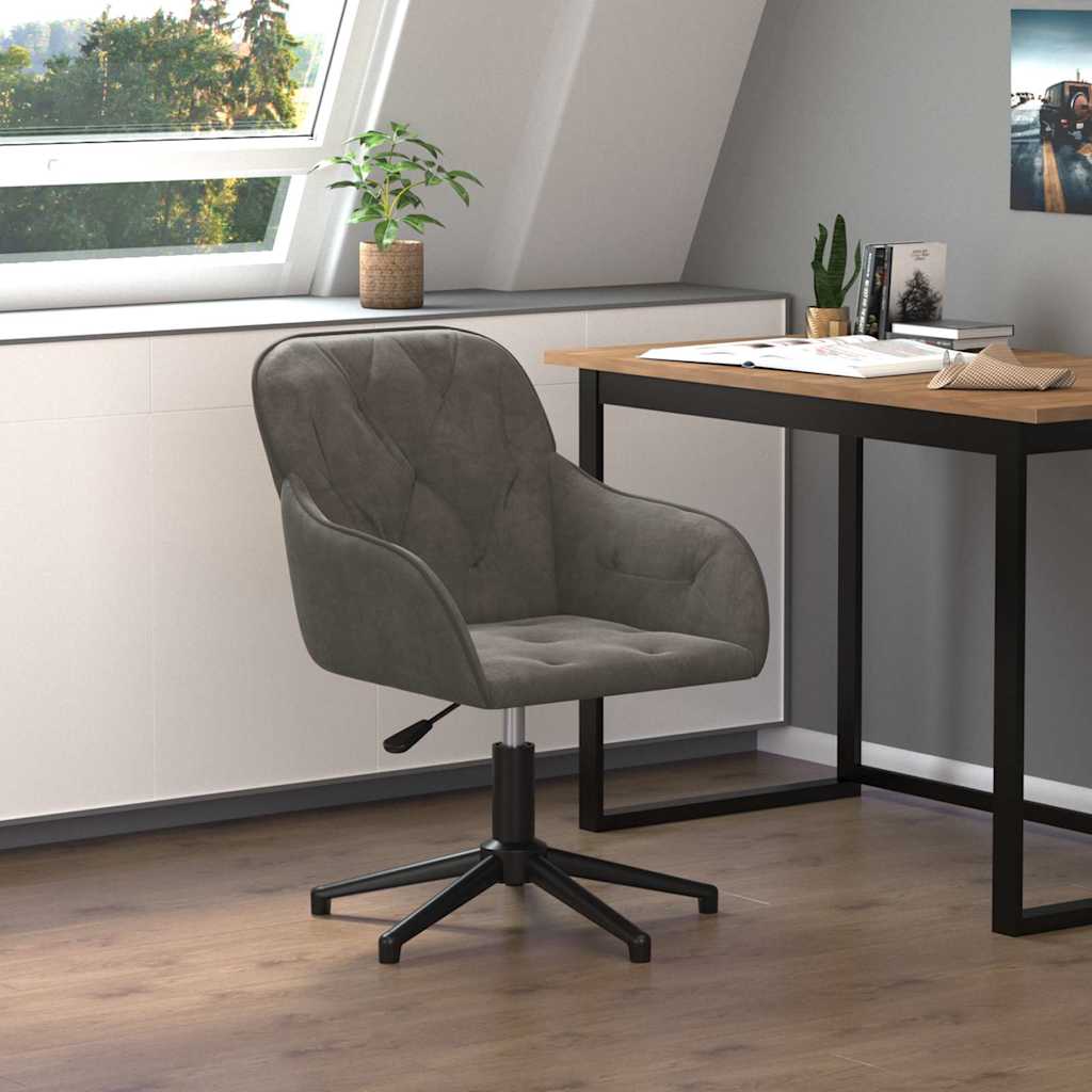 vidaXL Silla de oficina giratoria de terciopelo gris oscuro Gris
